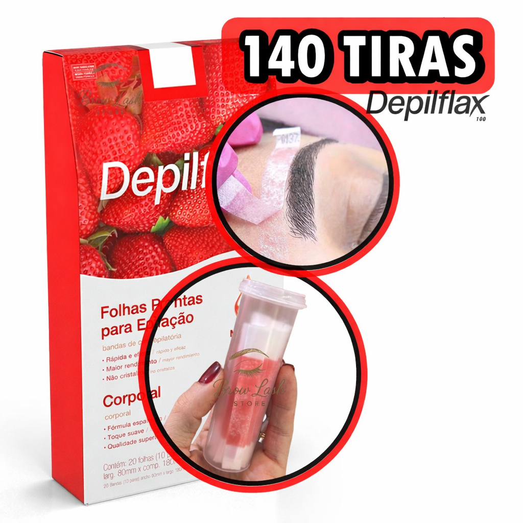 Kit140 Tiras de Cera de Sobrancelhas e Buço Depilação Depilflax Morango em Oferta na Shopee