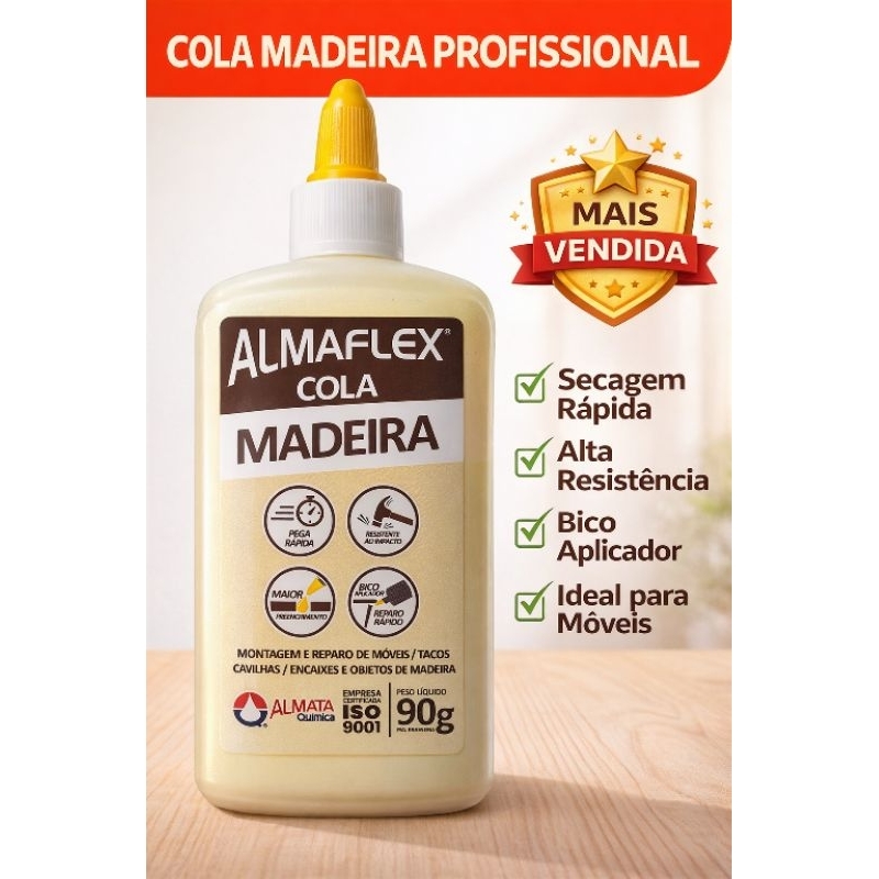COLA PARA MADEIRA ALMAFLEX 90g – ALTA RESISTÊNCIA