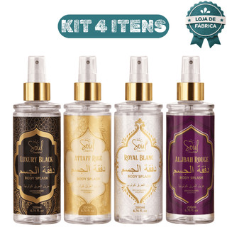 Kit 4 Body Splash Árabe Importado Luxury Attaff Rose Royal Blanc Allibah Rouge Perfumes