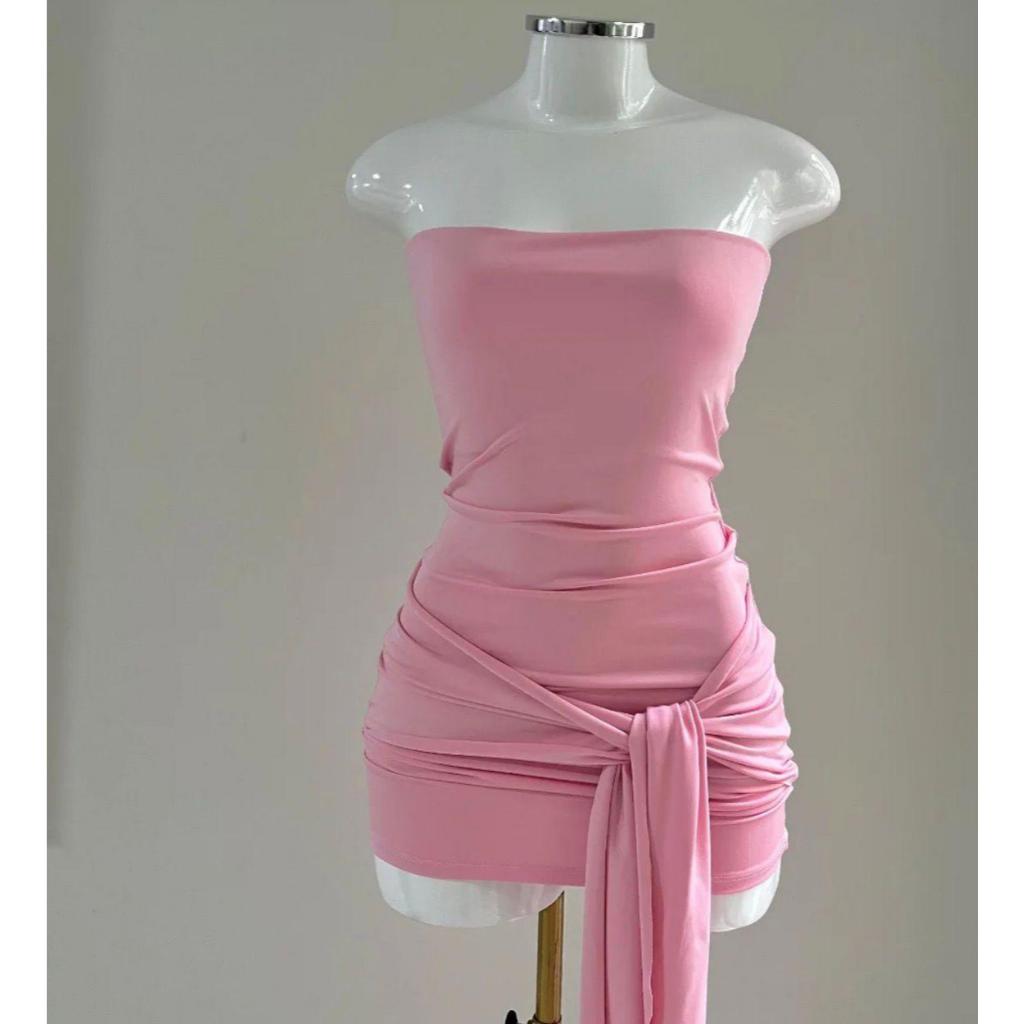 Vestido feminino curto com amarração lateral suplex pemium (chica)