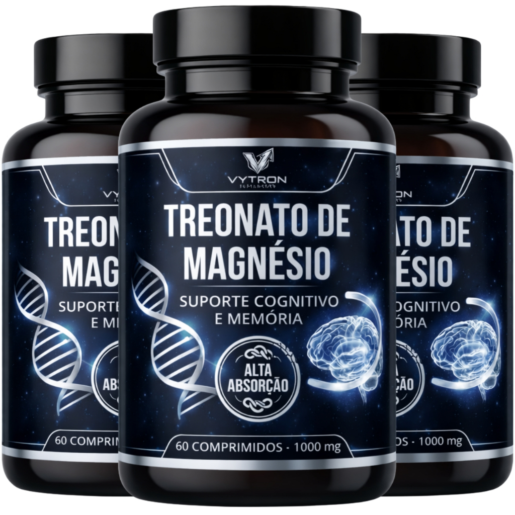03 Treonato Magnesio Treonina Total 180 Comprimidos (  KIT PARA 03 MESES CONSUMO  )