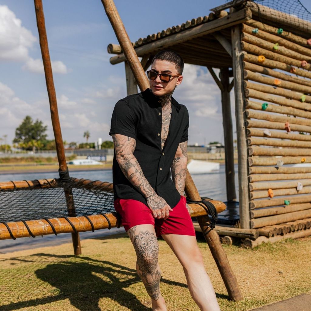 Camisa Gola Padre Masculina Dunas Estilo Praia Elegante Verão 2026