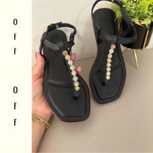 Linda Sandália Feminina |  Rasteira Confortável com Brilho de Strass e Fivela com Regulagem | Tam. 34 ao 39