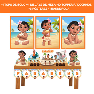 Kit Festa Moana Baby - Só Um Bolinho - Decoração Para Festa Em Casa em Oferta na Shopee