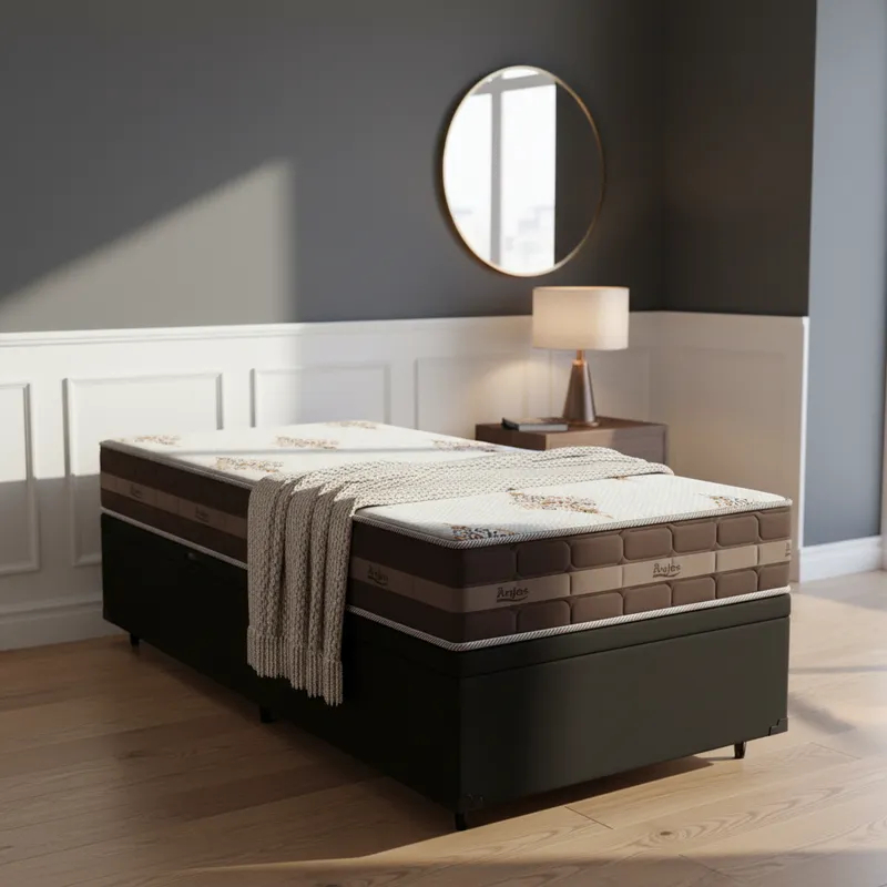 Cama Box Baú com Colchão de Molas D'Angelis Classic Pocket Solteiro 88cm