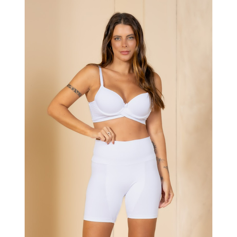 Shorts Íntimo Confy Nica Brasil Branco Forro Completo Algodão | Evita Atrito Coxas | Usar Saia e Vestido | P ao G1