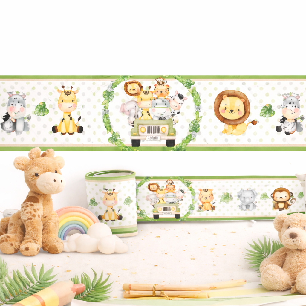 Faixa Decorativa Safari Animais Adesivo Parede Para Quarto Bebê Zoo Infantil