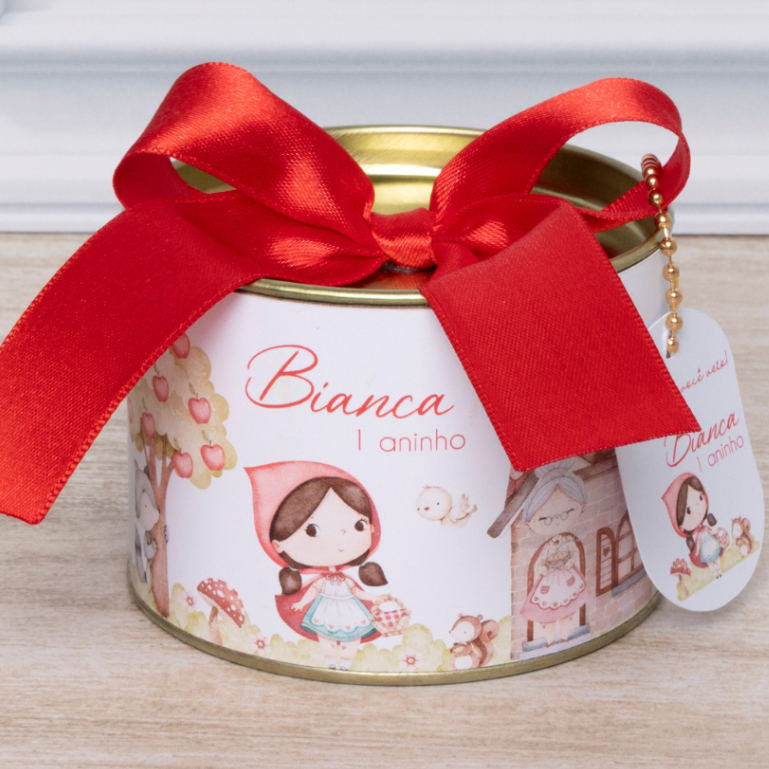 Kit Tubolata 7x5cm Personalizada Chapeuzinho Vermelho Maternidade Lembrancinha Festa