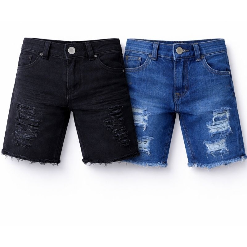Kit 2 Bermudas Jeans Infantil Rasgada Masculina