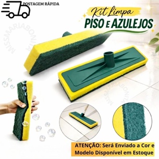 Kit 1/2/3/4/6 Esfregão Limpa Chão Lava Piso Azulejo Cozinha Banheiro Box Rosca Padrão Rodo Abrasivo Rosca Padrão-MMB em Oferta na Shopee