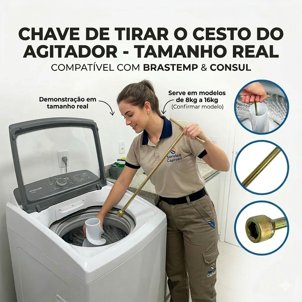 Chave T  longa 62 mm canhao 10 mm para Maquina de Lavar Eletrolux universal em Oferta na Shopee