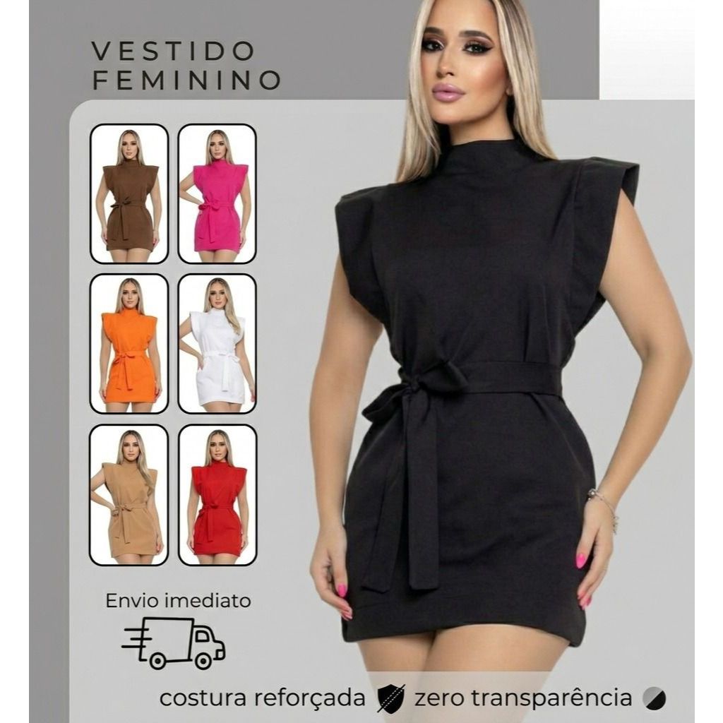 Vestido Feminino Alfaiataria Curto Elegante Festa Balada com Laço Blogueira P| M| G e GG em Oferta na Shopee