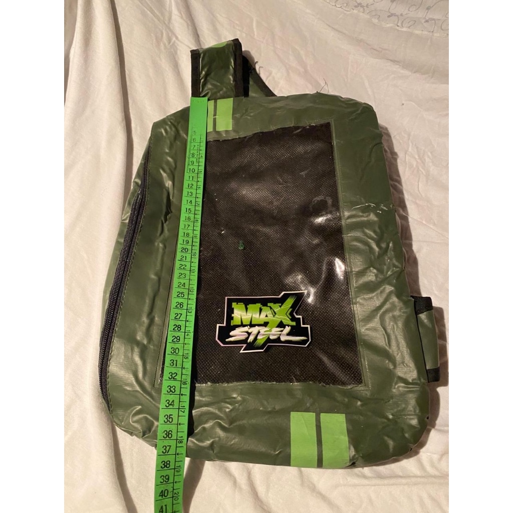 BOLSA MOCHILA ESCOLAR MAX STEEL VERDE ESCURA USADA