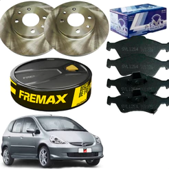 Kit Disco de Freio + Pastilha de Freio Honda Fit 1.4 8v 2005