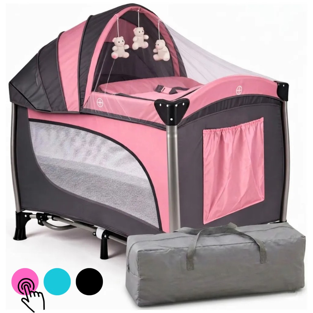 Berço de Acoplar Na Cama Bebe Portátil Balanço Com Mosquiteiro Mobile Som E Vibração
