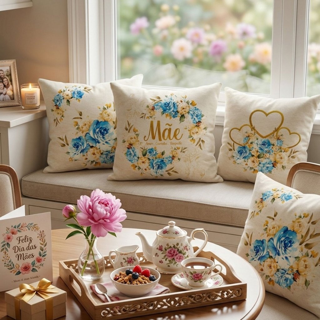 Kit Com 4 Capas de Almofada Decorativas Dia das Mães Estampadas 45x45cm Sublimado em Oferta na Shopee