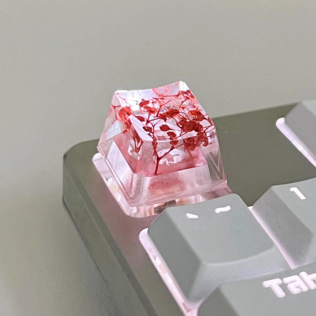 Keycap Translúcida de Epóxi Para Teclado Mecânico Flores Secas