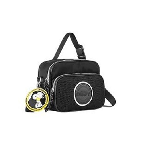 Bolsa Semax Snoopy Feminina Transversal Be Happy Sp3214 Cor Preto Liso Níquel