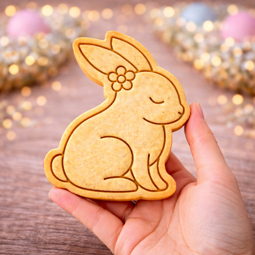 Cortador de Biscoito Coelhinha Páscoa de Laço Molde Bolacha Pasta Americana Biscuit Confeitaria