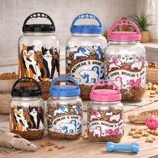 Pote Porta Ração Cachorro Gato 3,6l 1,4LT Com Alça Container em Oferta na Shopee