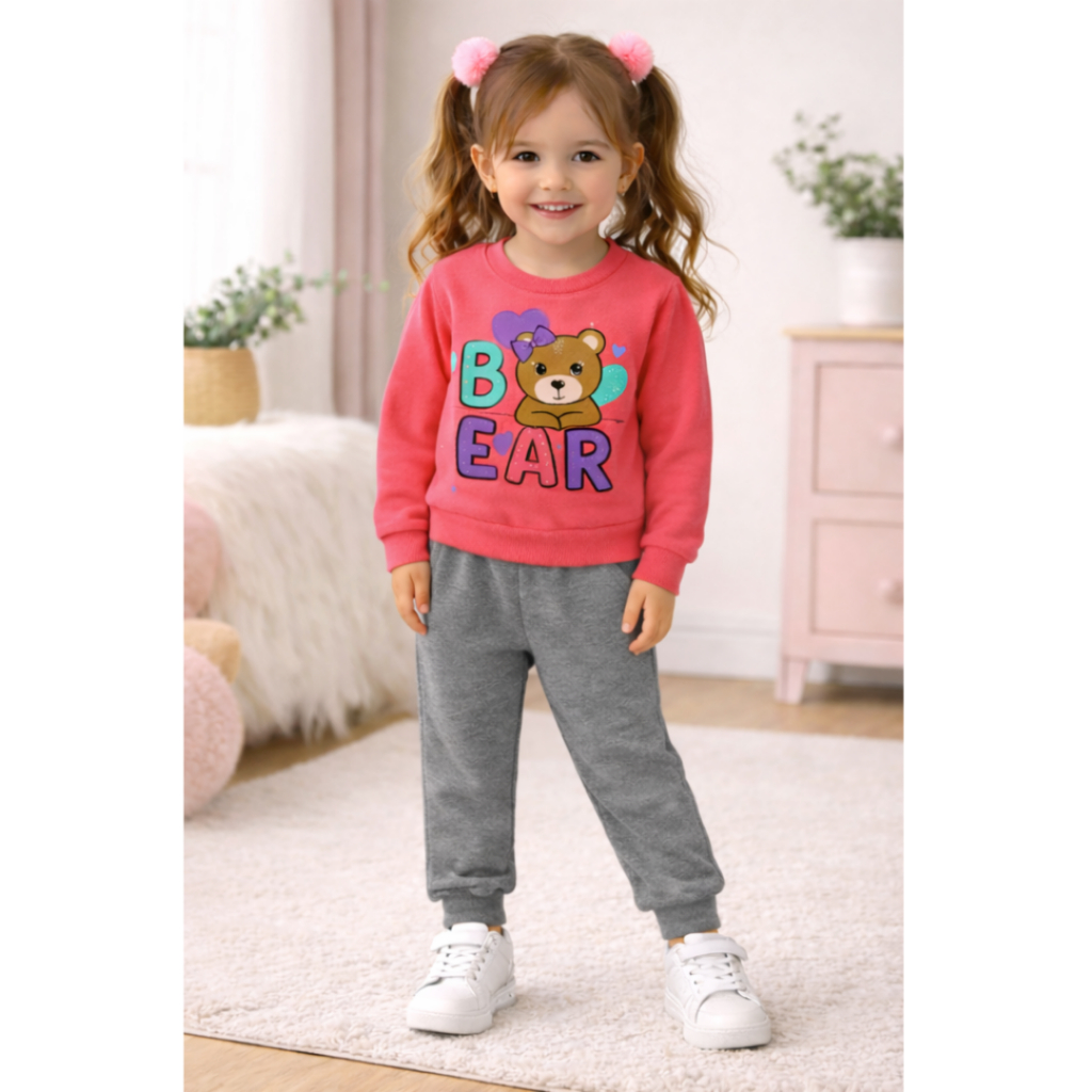 Conjunto Infantil Moletinho 100% Algodão Bear Love – Menina Inverno