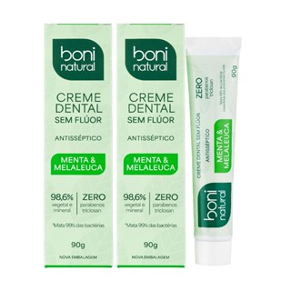 KIT 2 Cremes Dentais Menta e Melaleuca 90g Boni Natural em Oferta na Shopee