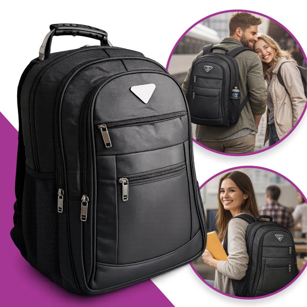 Bolsa Mochila Notebook Laptop Executiva Universitária Trabalho Escola Viagem Resistente Reforçada Impermeável Cor Preto