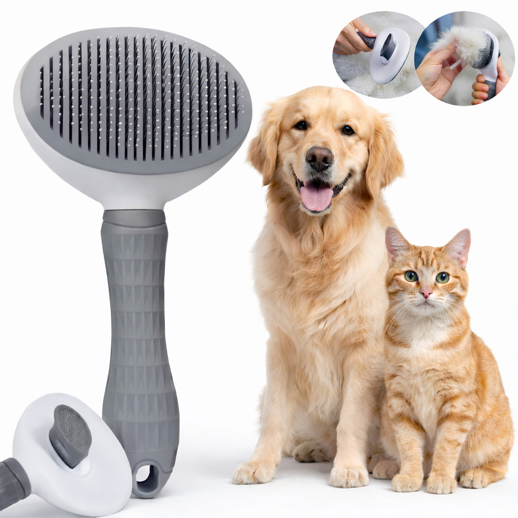 Escova Pet Removedora de Pelos Rasqueadeira Tira Pelos Cães E Gatos Pentear e Remover Pelos Mortos Prática