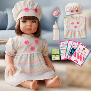 Bebê Reborn Boneca Realista Original Vinil Siliconado Vestido Arco-íris Pode Dar Banho Promoção em Oferta na Shopee
