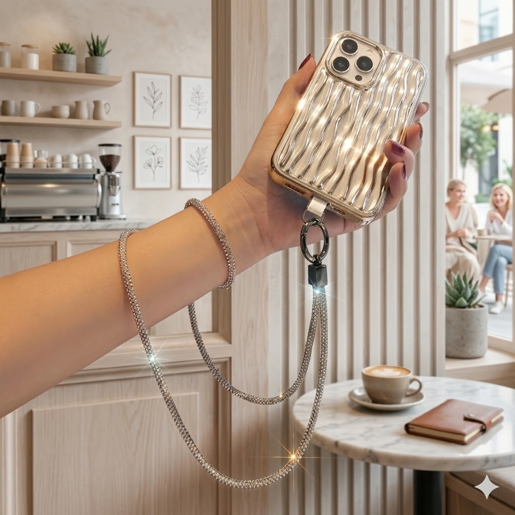 Cordão de Proteção para Celular Universal com Brilhante Resistente Anti-perda Luxo Anti-queda