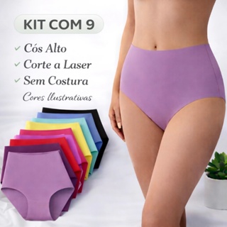 Kit C/9  Calcinhas Cós Alto Em Microfibra Sem costura Não Marca na Roupa em Oferta na Shopee
