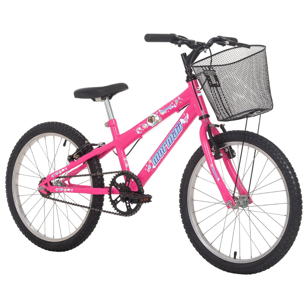 Bicicleta Infantil Aro 20 Swift Girl Com Cesta Freio V-Brake Aro Alumínio Quadro Rebaixado MTB