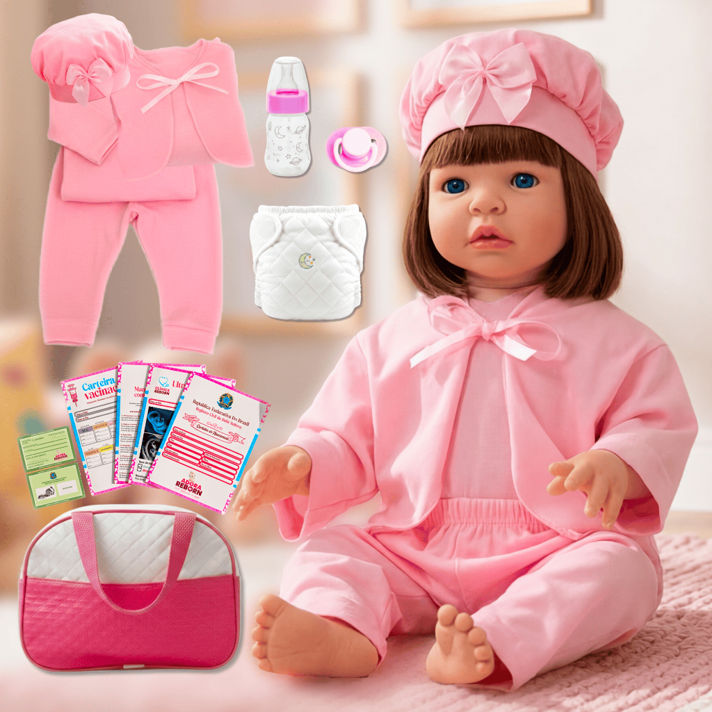 Boneca Bebê Reborn Realista Original de Silicone Menina Pode Dar Banho Envio Imediato