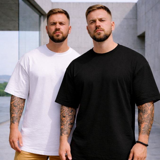 Kit 2 Oversized Camisetas Em Algodão Unissex Caimento Longo StreetWear Varias Cores