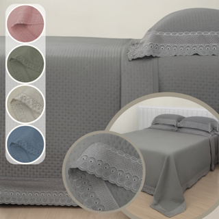 Kit Colcha Cobre Leito Casal Queen King Solteiro Super King Delicada Flora Renda Toque Macio Habitat em Oferta na Shopee