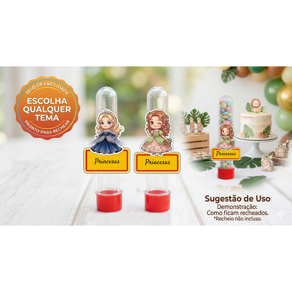 Tubetes Personalizados 3D Luxo - Vários Temas- Lembrancinha de Aniversário Infantil 13cm