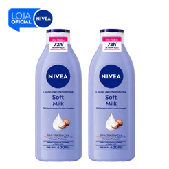 KIT NIVEA Loção Hidratante Desodorante Soft Milk 400ml - 2 unidades