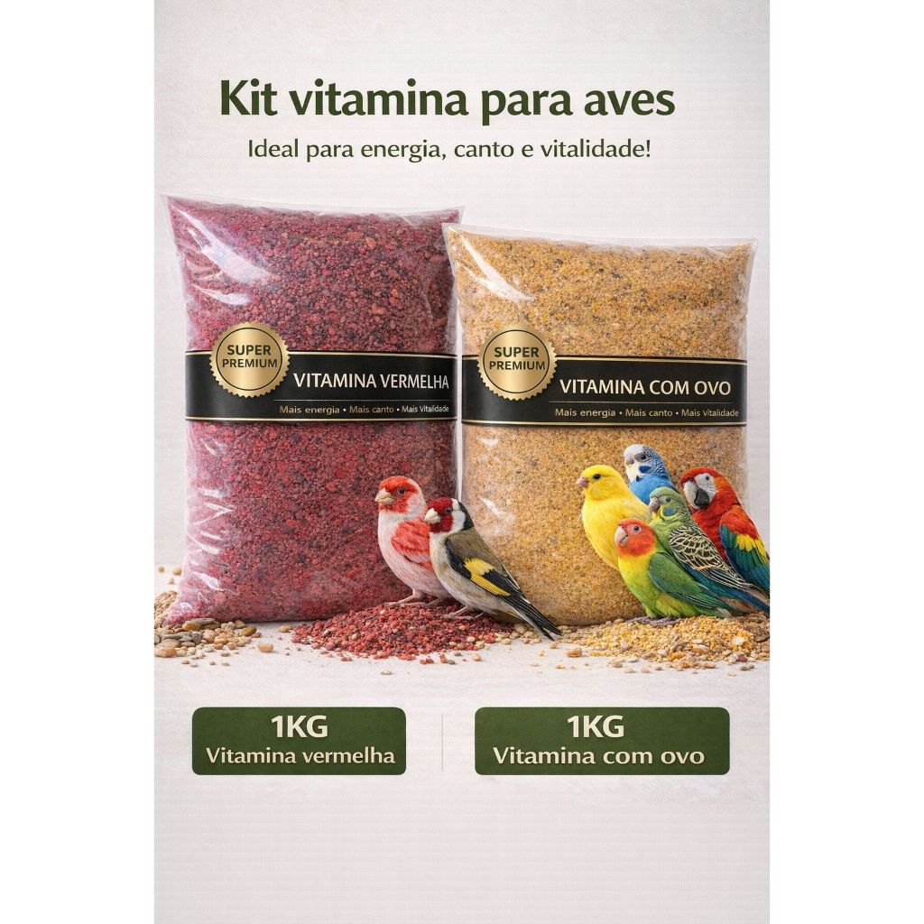 Vitaminas amarela e vermelha para passaros kit 2kg