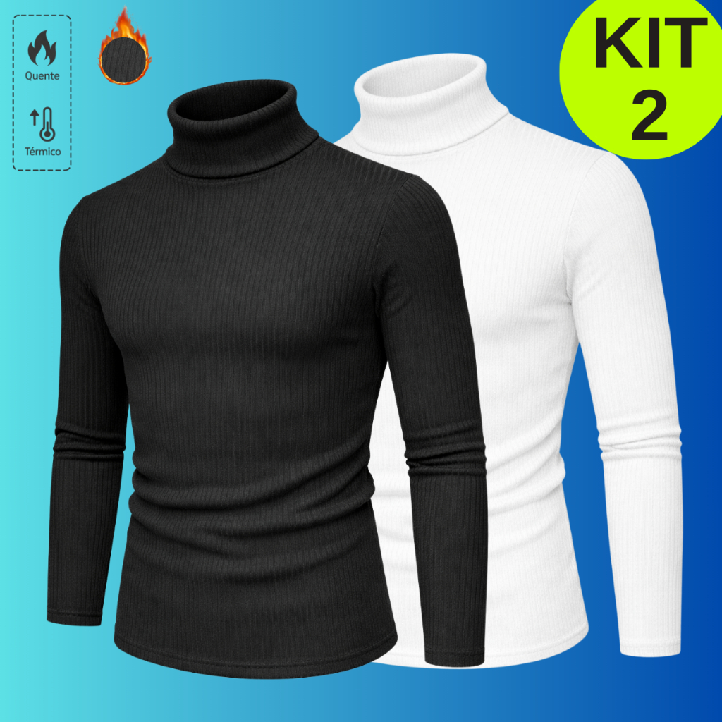 Kit 2 Camisa Masculina Manga Longa de Frio Inverno Blusa Térmica Confortável Casual