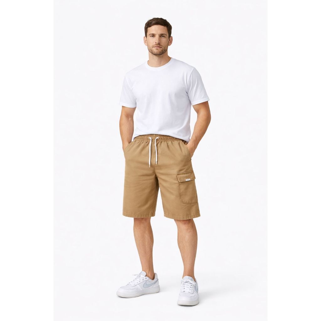 Bermuda De Brim Elástico Adulto Masculino COM BOLSO Cargo — imagem 2 de 2