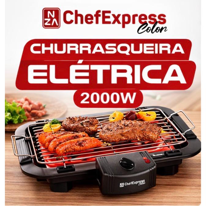 Imagem Churrasqueira Elétrica Portátil 2000W 110V Ou 220V Sem Carvão Sem Gás Grelha Removível