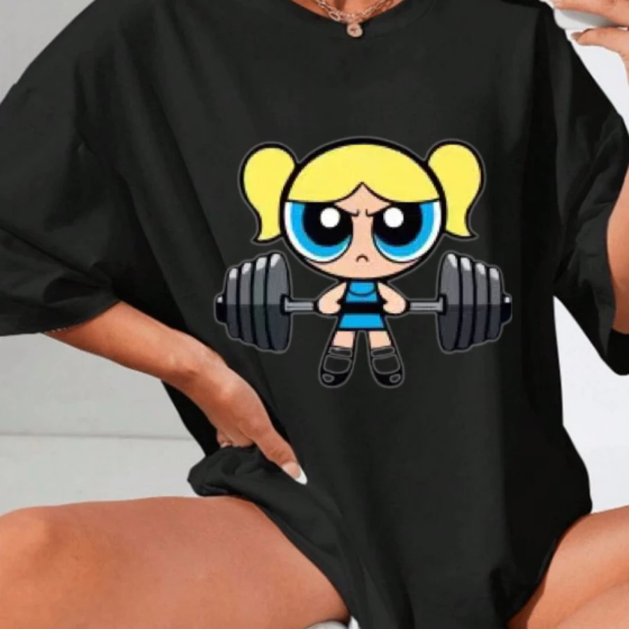 Blusinha Feminina Academia Fitness, camiseta Oversized meninas Super poderosas.