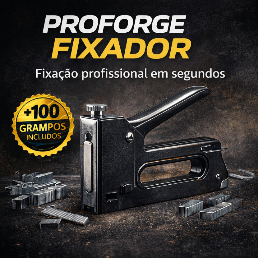Grampeador Tapeceiro ProForge com 100 Grampos 8mm | Grampeador Manual de Pressão