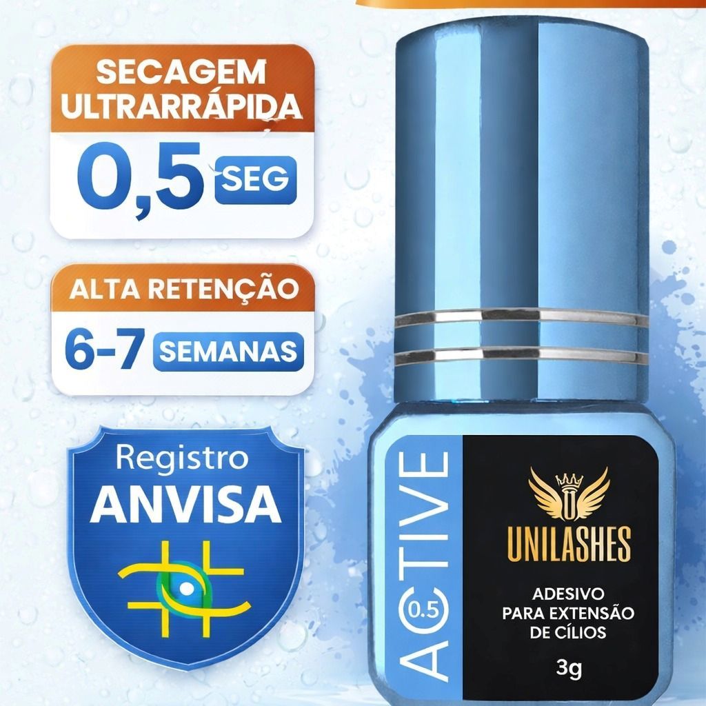 Cola Para Extensão de Cílios Active 0.5 Unilashes 3g Profissional Secagem 0,5s Alta Retenção