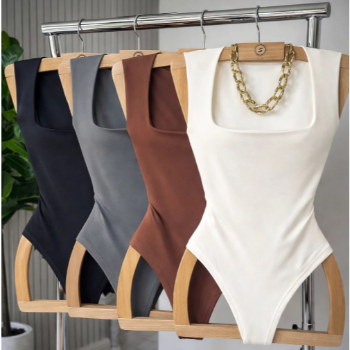 KIT 3 BODY FEMININO REGATA SUPLEX DECOTE QUADRADO FORRO DUPLO