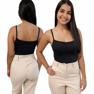Blusinha Regata Feminina Suplex Alça Fina  Forro Duplo Nos Seios Não Transparente Sem Sutiã em Oferta na Shopee