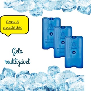 Gelo Artificial Rigido De 500ml Gelotech Original C/ 3 reutilizavel para térmica medicamentos pescaria em Oferta na Shopee