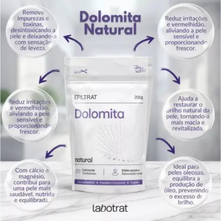 Dolomita Cosmética Labotrat 200g Clareadora Facial Máscara Natural Pele Uniforme