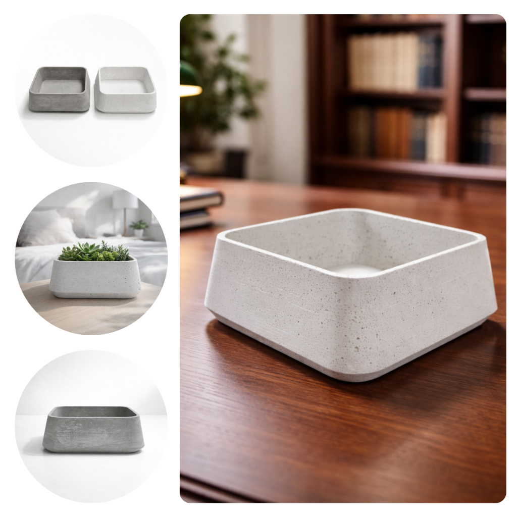 Cachepot Vaso de Flor Grande 20cm BAUZ Concreto Enfeite Sala