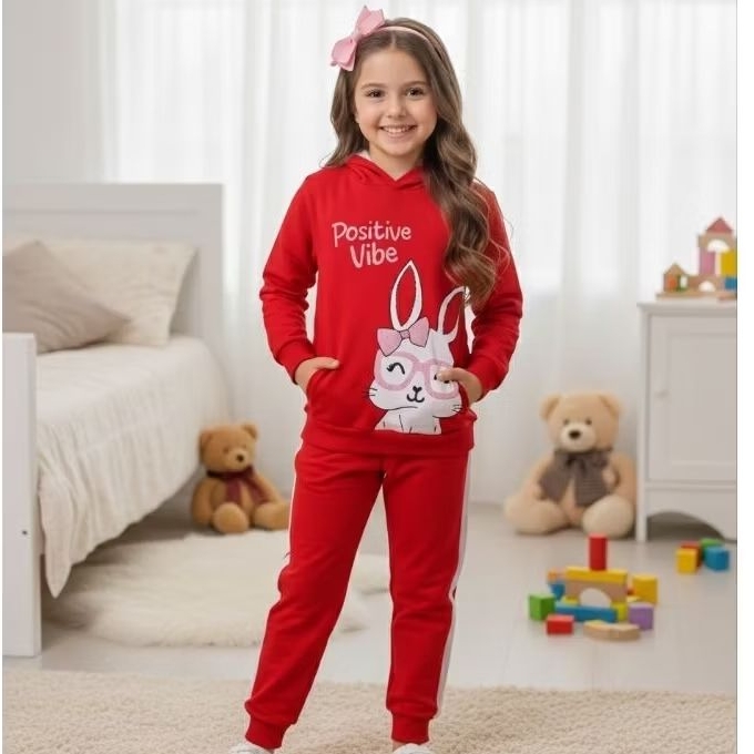 Conjunto Moletom Infantil Menina Inverno Flanelado Agasalho De Frio Feminino Casaco + Calça
